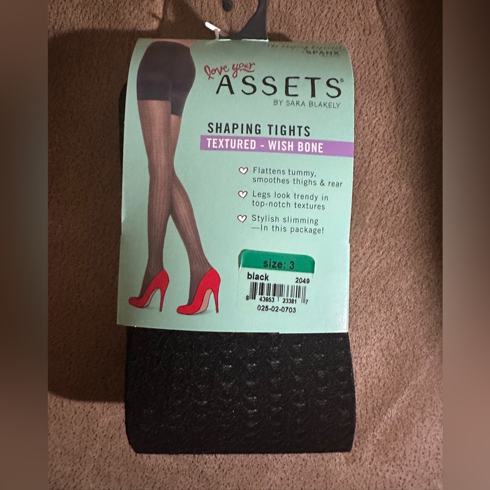 Spanx Size 3 Love Your Assets Textured Shaping Tights Black Wishbone